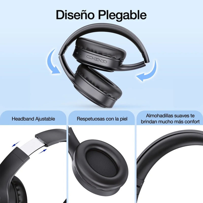 Audífonos Inalámbricos Bluetooth 1000mah Luz Rgb 1hora Negro