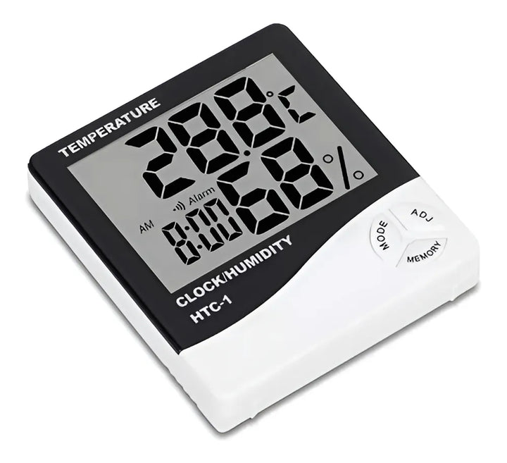 Higrometro Digital Termometro Medidor Humedad Reloj Alarma