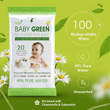 Toallitas Verdes Para Bebe, Biodegradables Y Suaves.