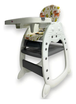 Silla De Comer De Bebe 3 En 1 Comedor Escritorio Mecedor Color Gris Oscuro Gato