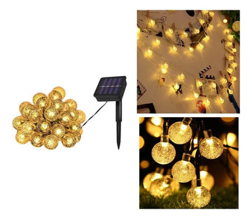 Solar Flasher 50 Bolas De Luz Led Solar Navideña Blanca Cali Dorado