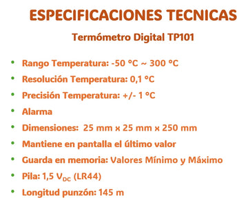 Termómetro Punzón Tp101 - Certificado Calibración