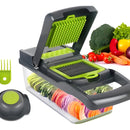 Cortador y rallador de verduras GIB Cleaningtool con mandolina, 12 en 1, con cuchillas, cesta y recipiente intercambiables