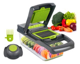 Cortador y rallador de verduras GIB Cleaningtool con mandolina, 12 en 1, con cuchillas, cesta y recipiente intercambiables