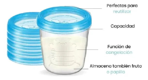Vasos Set Contenedores Bolsas Leche Materna Reutilizables