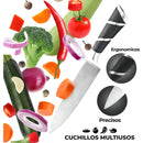 Juego de Cuchillos Profesionales Chef Master 807601 9 Piezas con Soporte Giratorio Acero Inoxidable