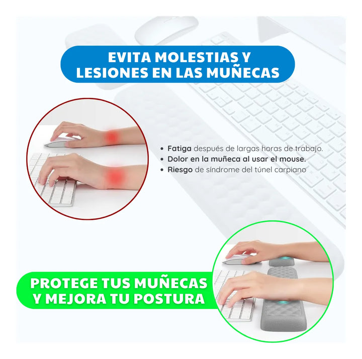Apoya Muñecas Reposa Brazo Teclado Y Mouse Memory Foam Pad Gris No Aplica