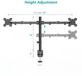 Soporte Para 2 Monitores Doble Dual Escritorio Wali M002-32 Negro Tamaño de 13" a 32"