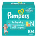 Pañales Pampers - Baby Dry - Talla 0, 104 unidades
