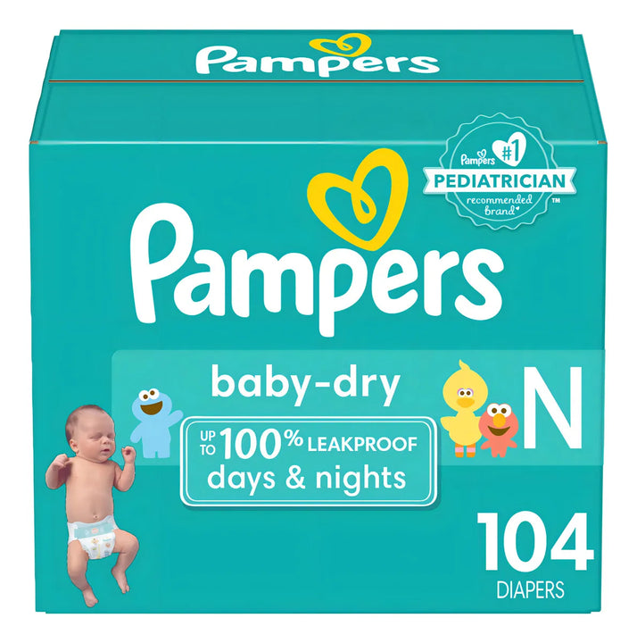 Pañales Pampers - Baby Dry - Talla 0, 104 unidades