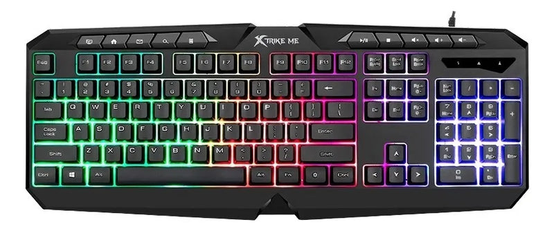 Combo Gamer 4en1 Xtrike Me Teclado Mouse Audifono Pad Rgb Color del teclado Negro