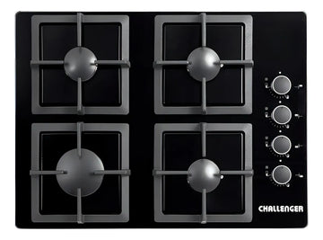 Estufa De Empotrar Challenger 4 Puestos Gas Vidrio Sq 6759 Color Negro
