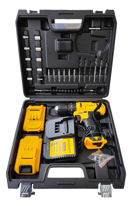 Taladro Inalámbrico De 24v Potente 2 Baterías 2 Velocidades Amarillo 50/60