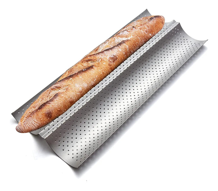 Sartenes Antiadherentes Para Hornear Pan Francés 38 X 16 Cm Plata Brillante