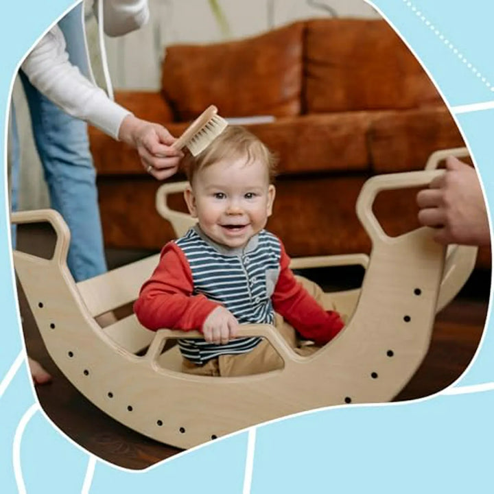 Set De Cepillo Y Peine De Madera Para Bebé, Cerdas De Cabra