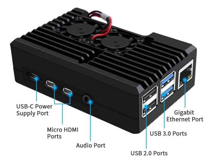 Caja Case Metálica Raspberry Pi 4 B En Aluminio + Ventilador