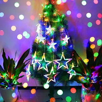 Luces De Cortina Star, 138 Led, 12 Estrellas, Luces Navideñ