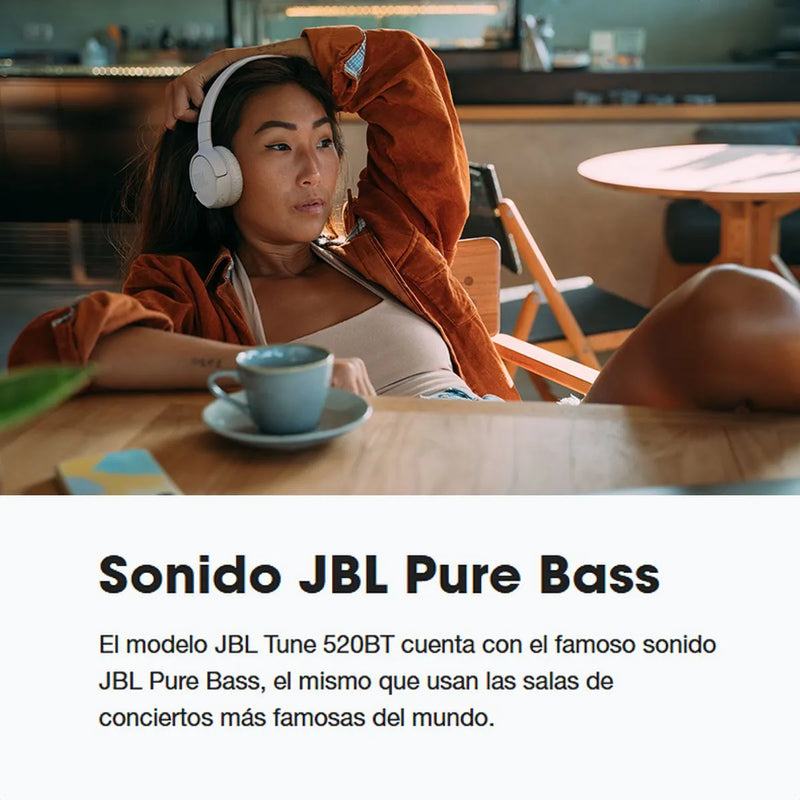 Jbl Tune 520bt, Diadema Manos Libres Bluetooth Pure Bass, Bl Azul