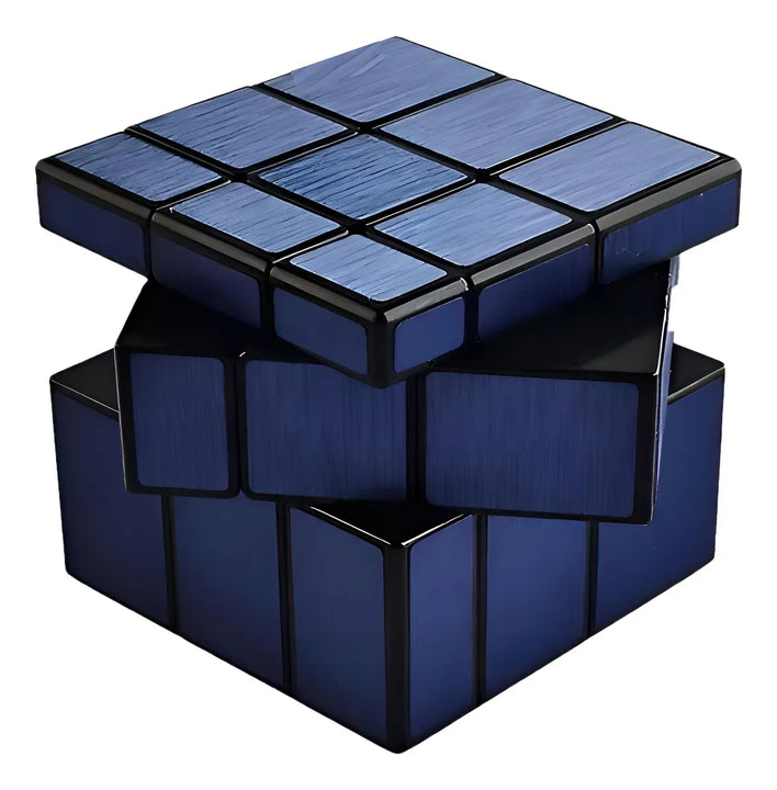Cubo Rubik 3x3 Mirror Qiyi Espejo Azul Acero Cuerpo Negro 5.6cm