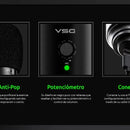 Microfono Gamer Vsg Omkara Condensador Usb Cardioide Mc440 Color Negro