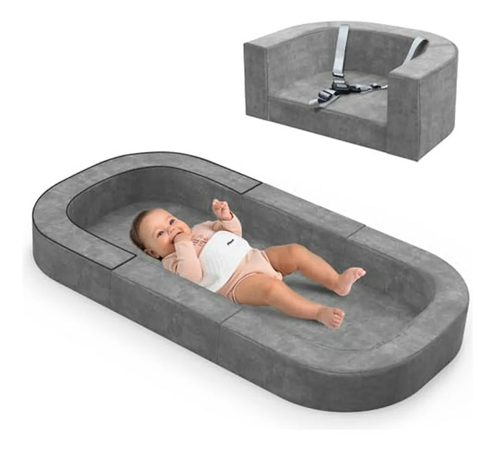 Cuna De Viaje Y Sofá Premium 4 En 1 Para Bebé, Gris