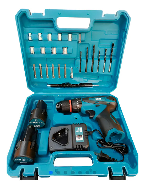 Taladro Inalámbrico De 18v 2velocidades Con Percutor2bateria - Azul Acero - 50hz/60hz