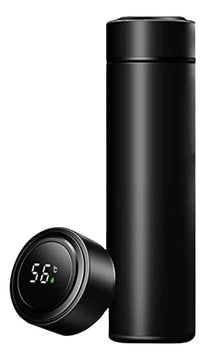 Termo digital de acero inoxidable con termómetro LED de 500 ml, color negro