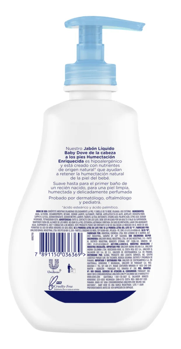 Jabon Liquido Baby Dove Hidratacion Enriquecida 400ml