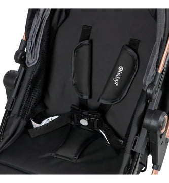 Coche Moisés Para Bebe Lujo 0 A 4 Años Ultra Liviano Color Negro - Azul Chasis Cobre