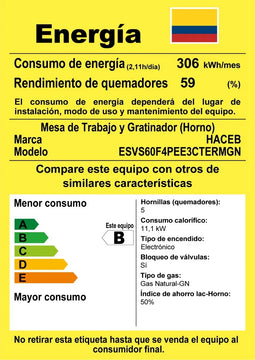 Estufa Orégano Haceb Ultra 60 Cms Inox Gas Natural Inoxidable Gas Natural
