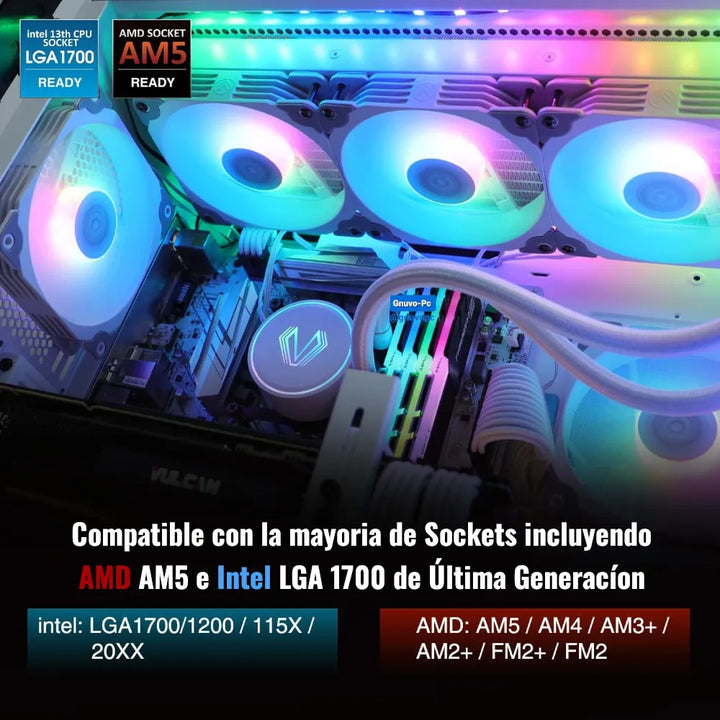 Enfriamiento Liquido Pc 360 Mm Argb Lga 1700 Am5 1200 Blanco