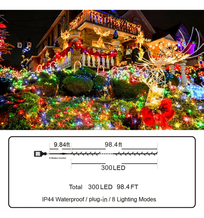 Luces Navidenas Led, 300 Luces, Ilumina Tu Hogar Con Estilo