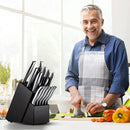 Juego Cuchillos Cocina Set 15 Piezas Acero Base De Madera
