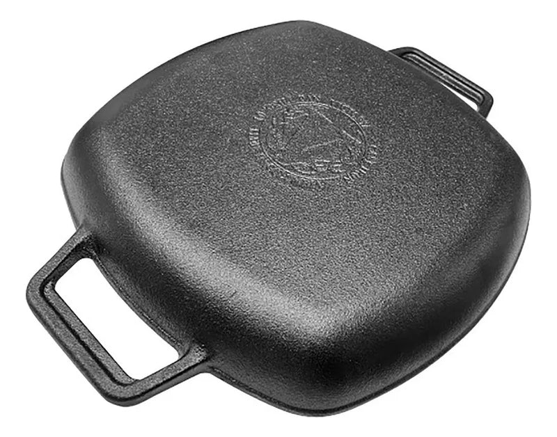 Sartén Cuadrado Doble Asa De Hierro Curado Victoria®25cm Color Negro