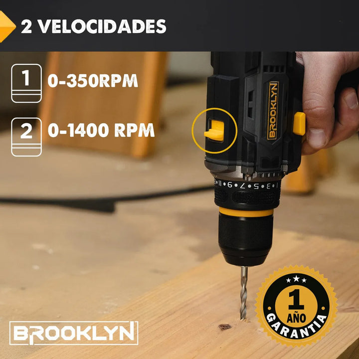 Taladro Brooklyn Inalambrico 50/60 Hz + 2 Baterias 20v Taladro Atornillador