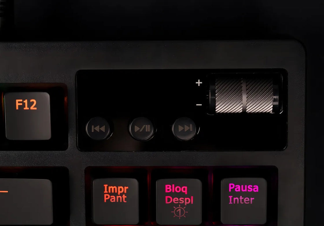 Teclado VSG QWERTY Outemu Red español latinoamérica color negro con luz RGB