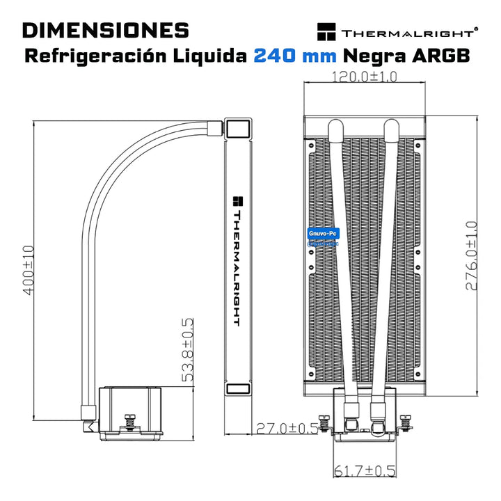 Enfriamiento Liquido Ta Pc Cpu 240mm Argb Lga 1700 Am5 Am4