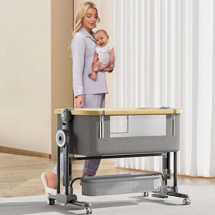 Cuna Lateral 4 En 1 Para Bebé Con Ruedas - Comodidad Y