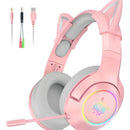 Aurífonos Gamer Onikuma K9 Micrófono - Cable Adaptador 1 A 2 Color Rosa