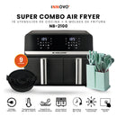 Freidora De Aire Nobelsound Air Fryer Doble Bandeja Con Accesorios Y Moldes 9 Litros