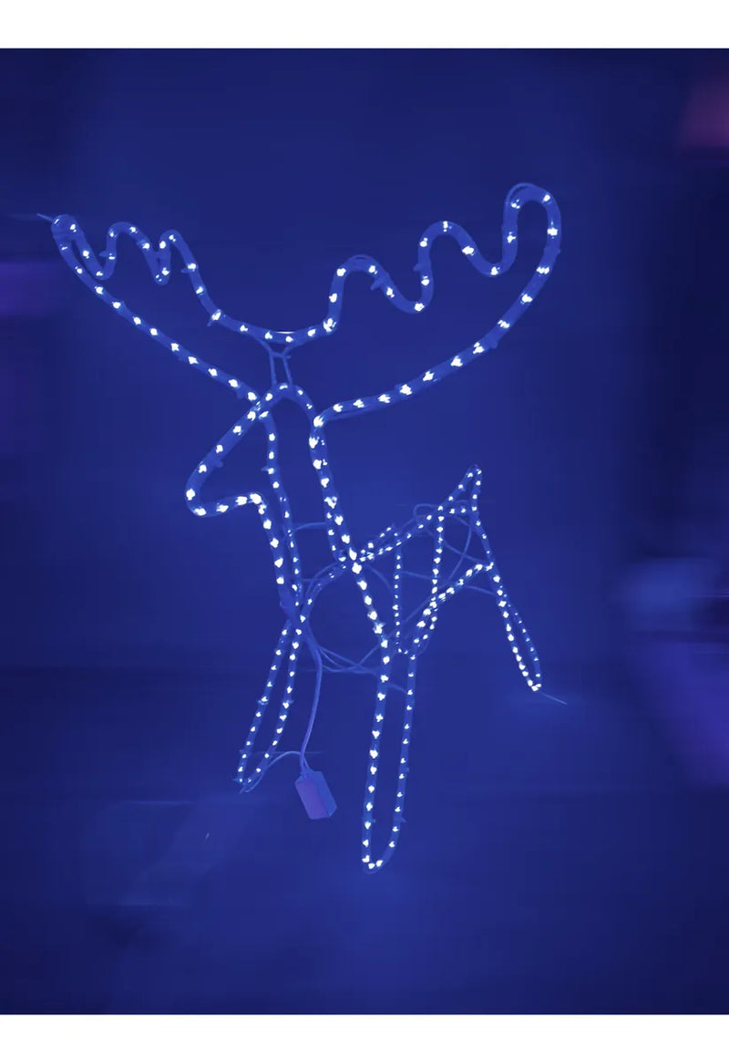 Reno Navideño En Manguera Led Y Estructura Metálica 105 Cm Azul