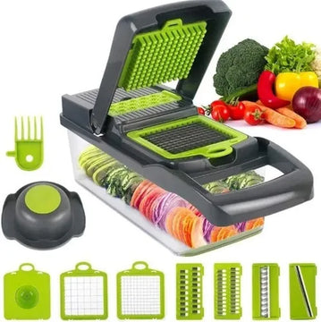 Picador Rallador Verduras Mandolina 12en1 Ayudante De Cocina Verde
