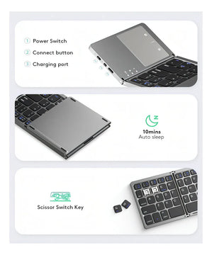 Mini teclado Bluetooth plegable ultrafino con panel táctil Genérica B033 Gris oscuro