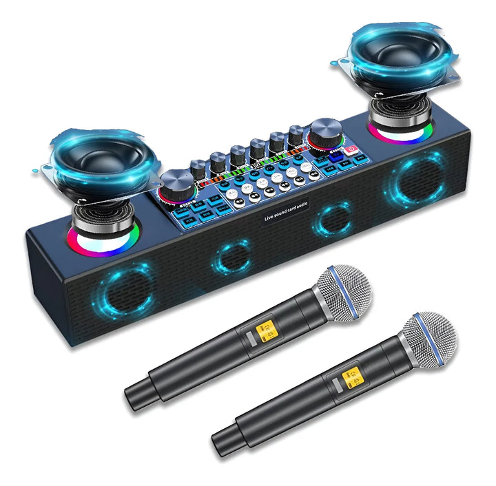 Altavoz Inalámbrico Karaoke Con Tarjeta De Sonido Microfono Negro