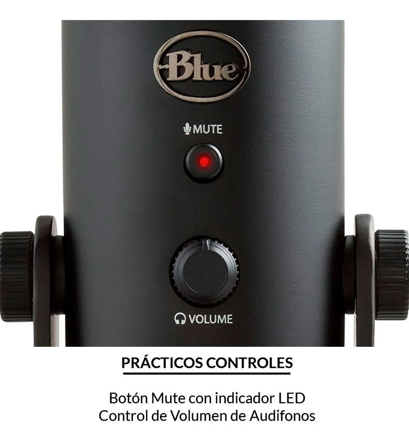 Micrófono Blue Yeti Condensador Omnidireccional color blackoutS
