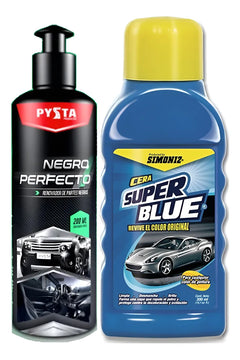 Restaurador De Partes Negras + Cera Superblue Simoniz Negro