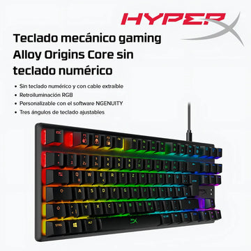 Teclado HyperX Alloy QWERTY Red- Linear inglés US color negro con luz RGB
