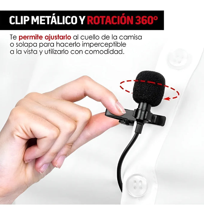Microfono Manos Libres Clip Celular Gamer Blogger Telefono Color Negro