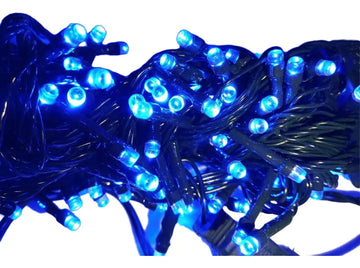 Serie Navideña Luz Led Azul X100 Luces Cable Verde Paq. X1