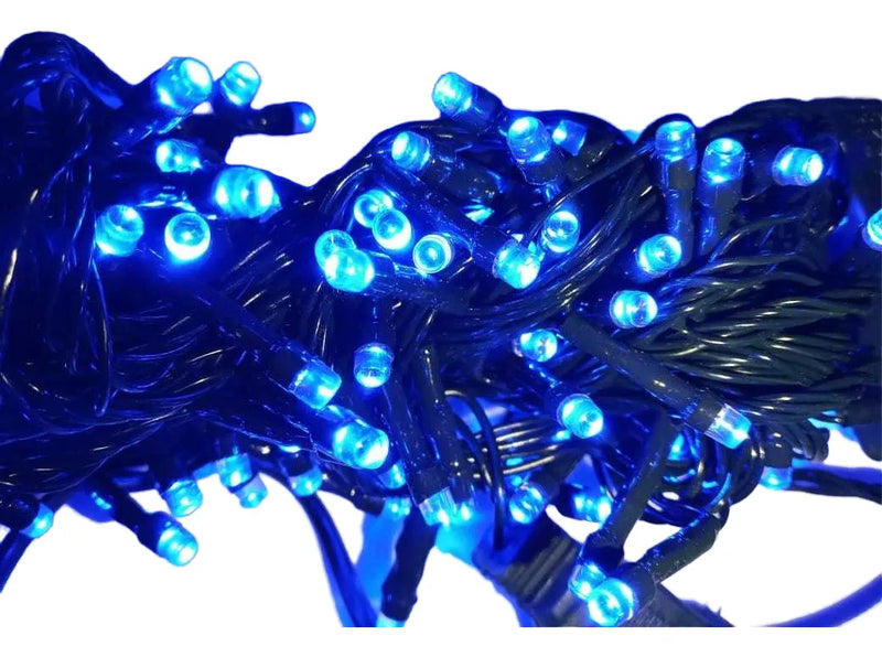 Serie Navideña Luz Led Azul X100 Luces Cable Verde Paq. X1